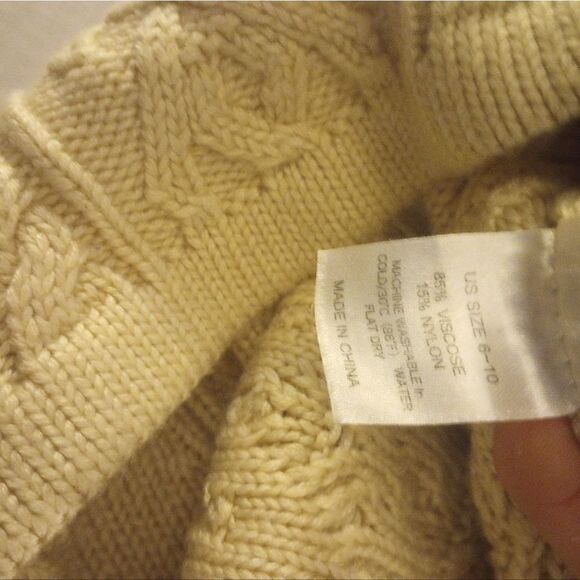 Cable knit turtle/cowl neck tunic viscose and nylon sweater/dress - Picture 3 of 12